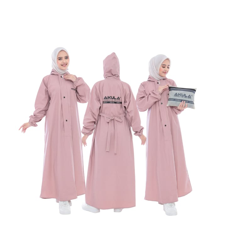 Akula Raincoat Urban - Jas hujan stylish berwarna Dusty Pink dengan model yang bagus